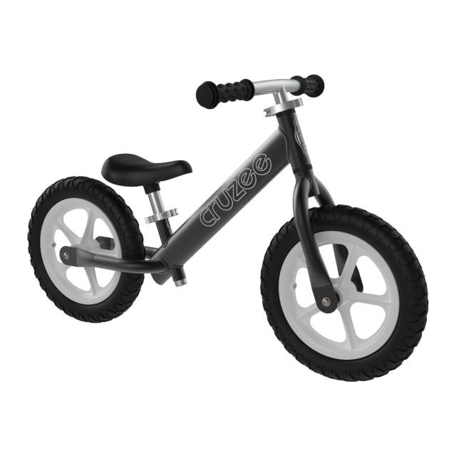 Cruzee Balance Bike Black with White Wheels