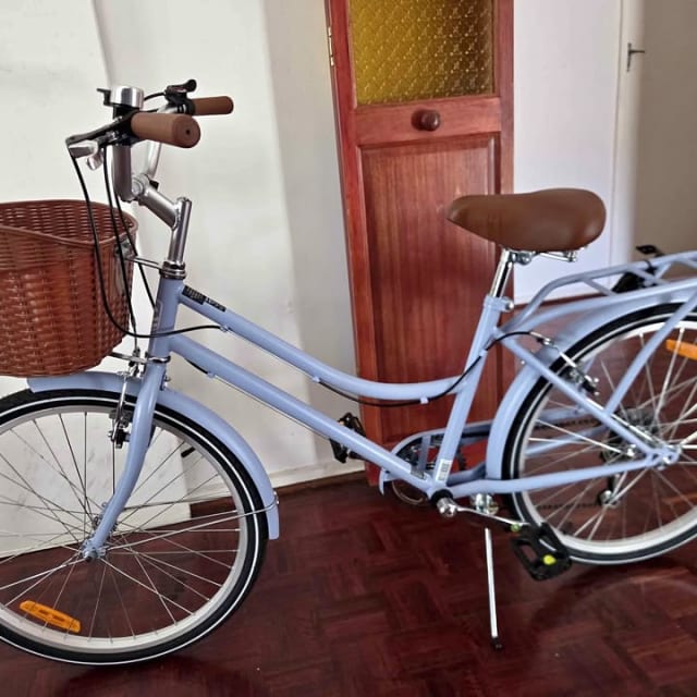 Light Blue Step-Through City Bike, 24-inch