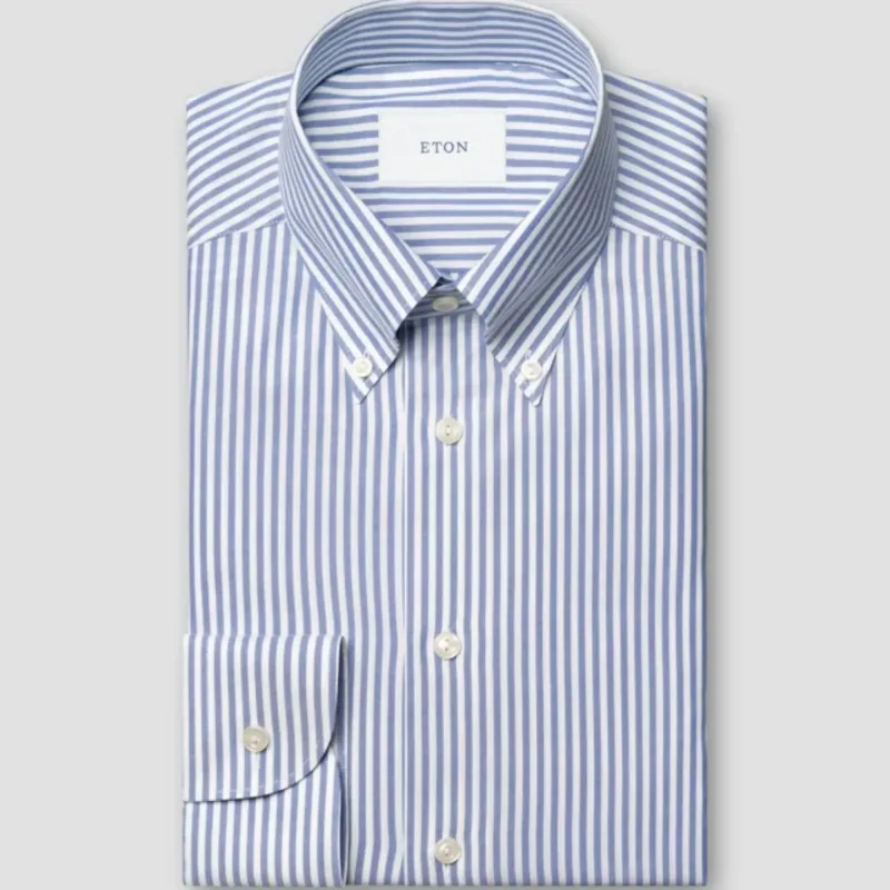 Mid blue striped signature oxford
