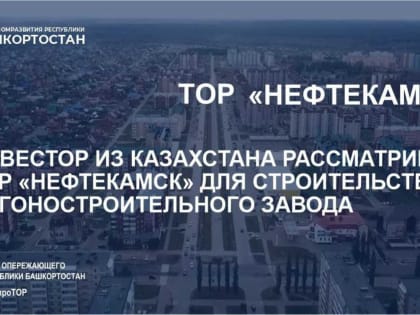Возможностями ТОР «Нефтекамск» заинтересовался инвестор из Казахстана