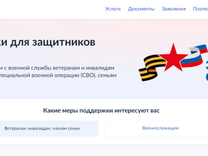 Раздел для ветеранов СВО появился на Госуслугах