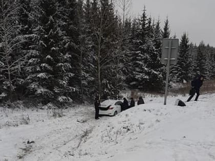 В Башкирии иномарка съехала в кювет и врезалась в дерево: погиб пассажир