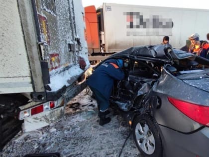 В Башкирии водитель легковушки въехал в фуру и погиб