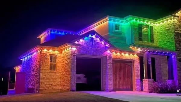 Permanent outdoor LED lighting installation by LivelyLightingCo