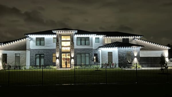 Permanent outdoor LED lighting installation by LivelyLightingCo