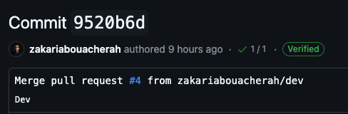 Verified commit example on GitHub