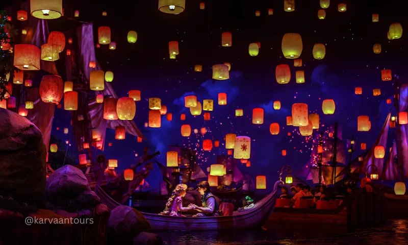 Rapunzel lantern festival boat ride at Tokyo DisneySea Fantasy Springs