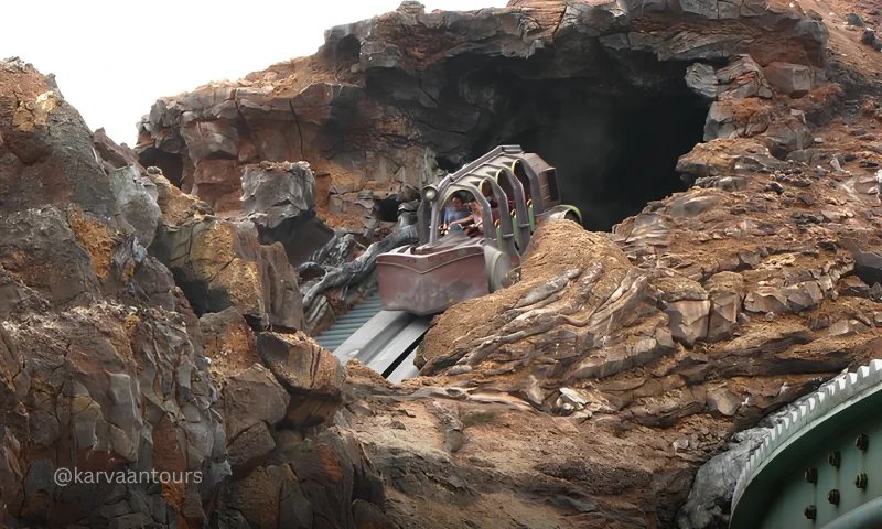 Journey to the Center of the Earth attraction emerging from Mount Prometheus at Tokyo DisneySea