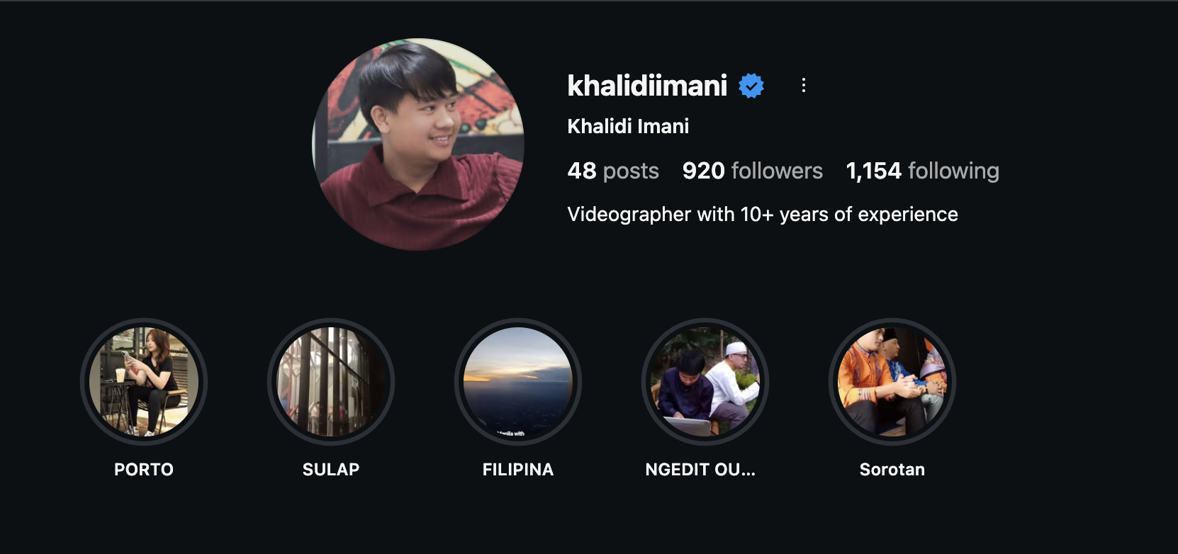 Profil Instagram Khalidi Imani