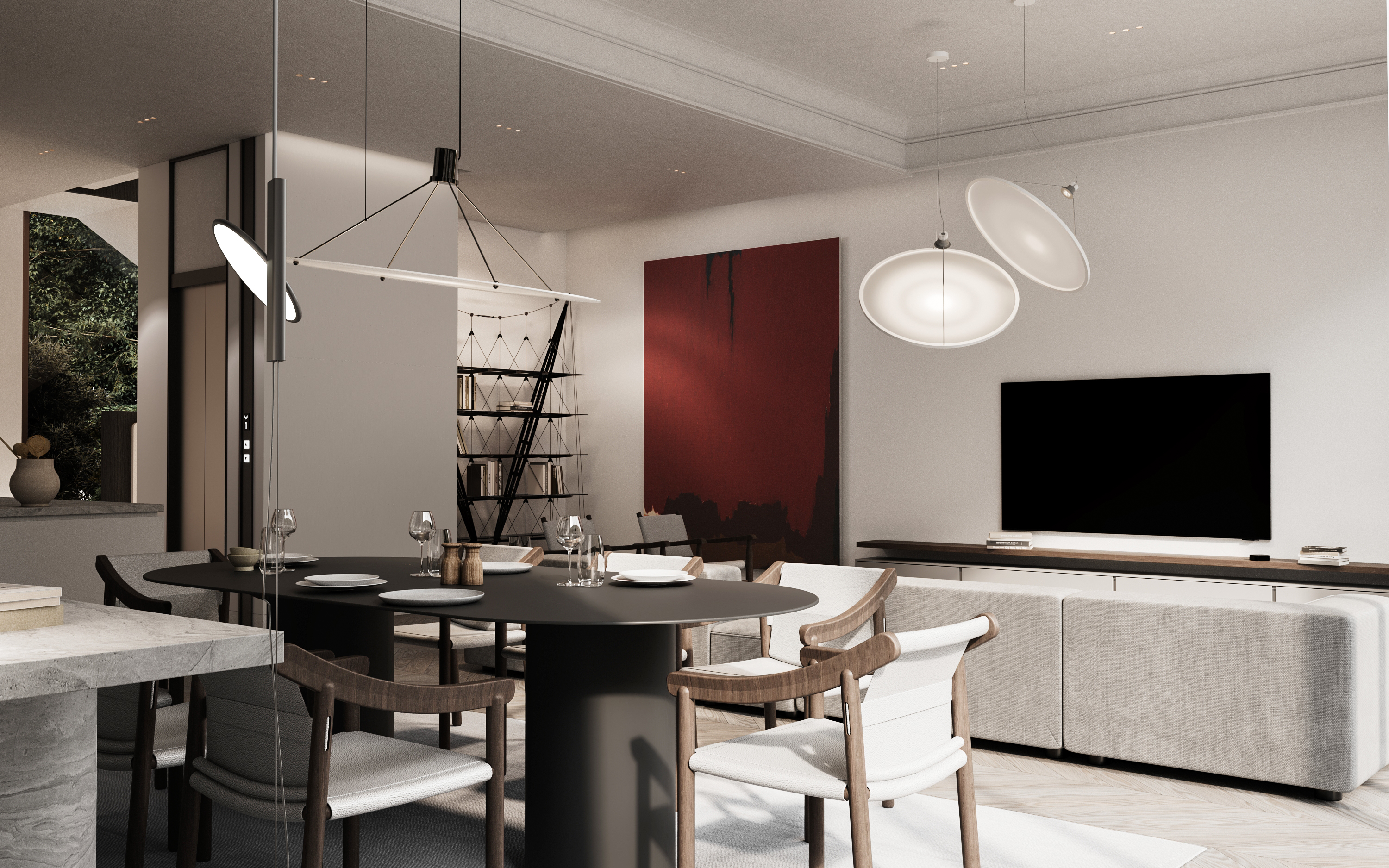 Trpezarija sa pogledom na baštu — D'HOME Dedinje