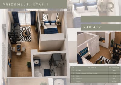 Prodaja dvosoban stan Ćukovac , Zemun 40.43m²