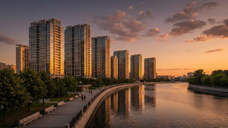 Beograd na vodi — moderne stambene kule i šetalište pored reke Save