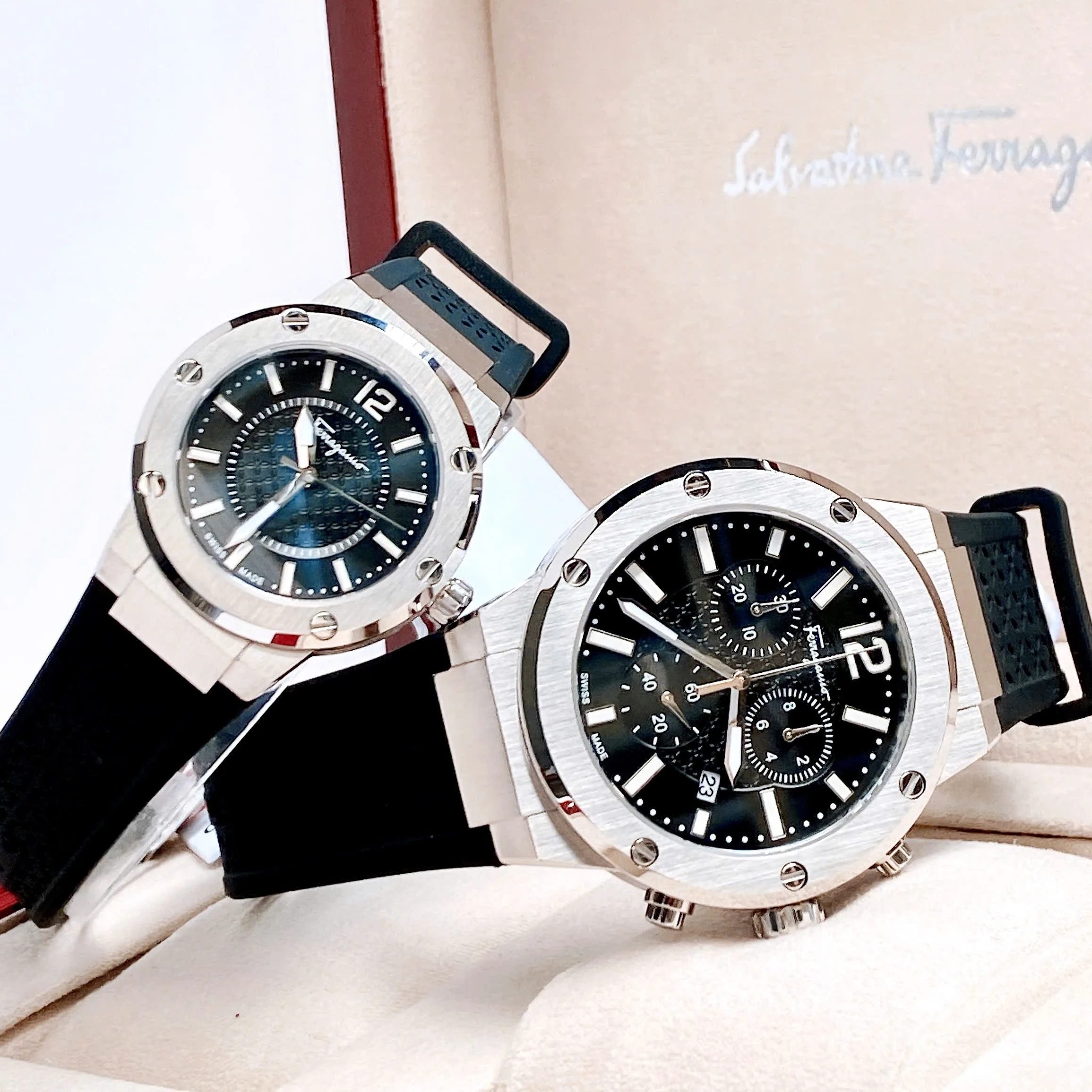 Đồng hồ cặp Salvatore Ferragamo F80 42mm Nam chính hãng