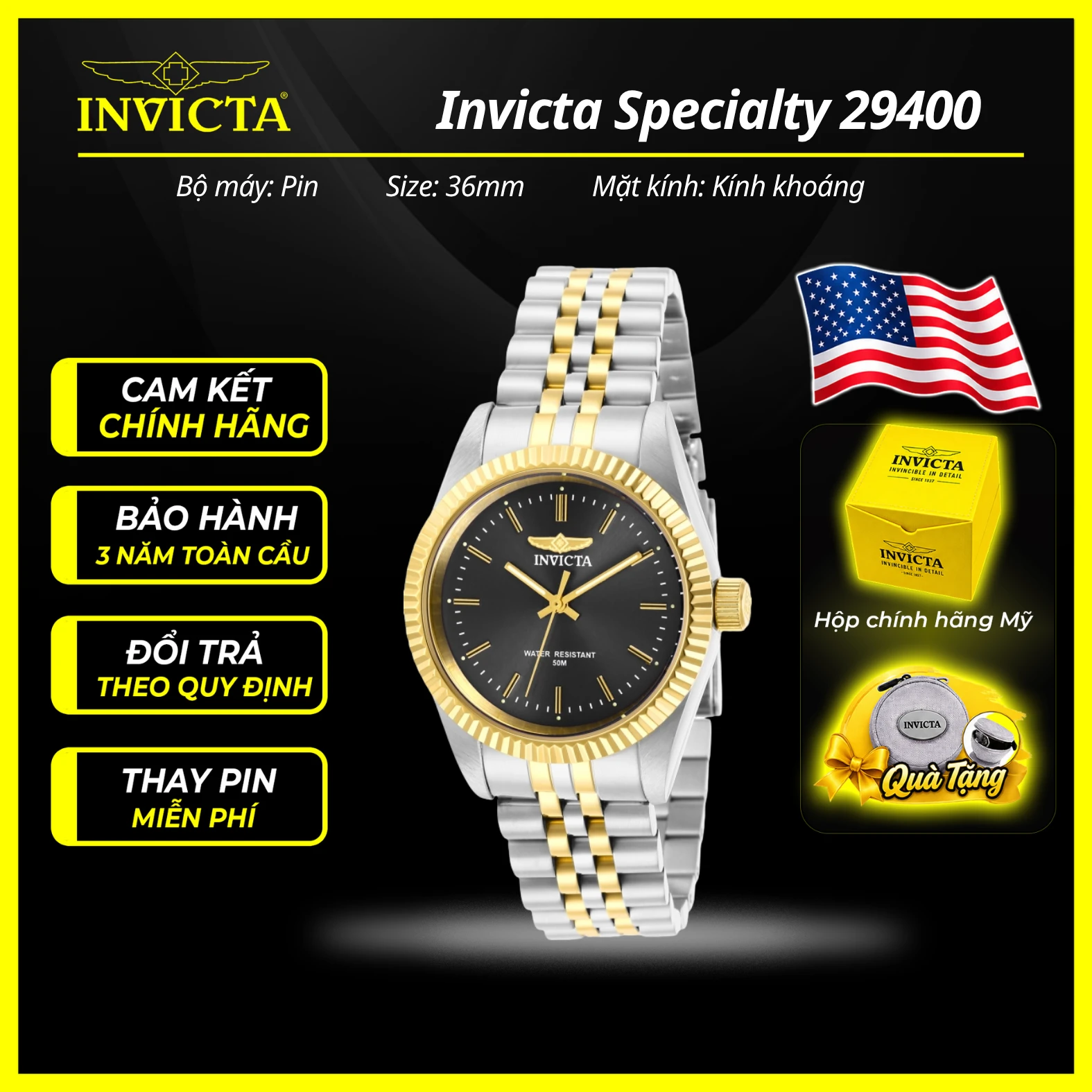 Đồng hồ nữ Invicta 29400N 36mm Nữ chính hãng 1