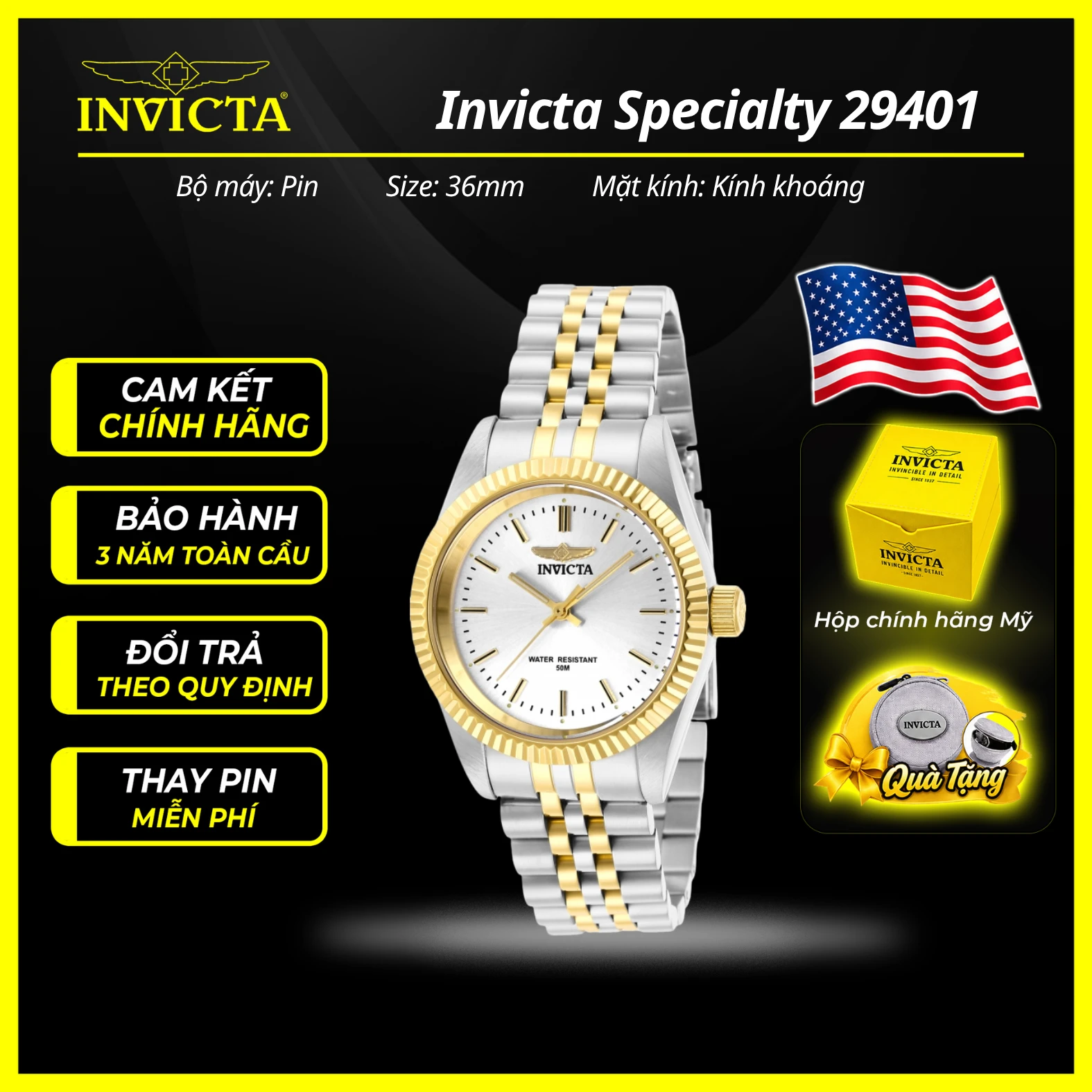 Đồng hồ nữ Invicta 29401N 36mm Nữ chính hãng 1