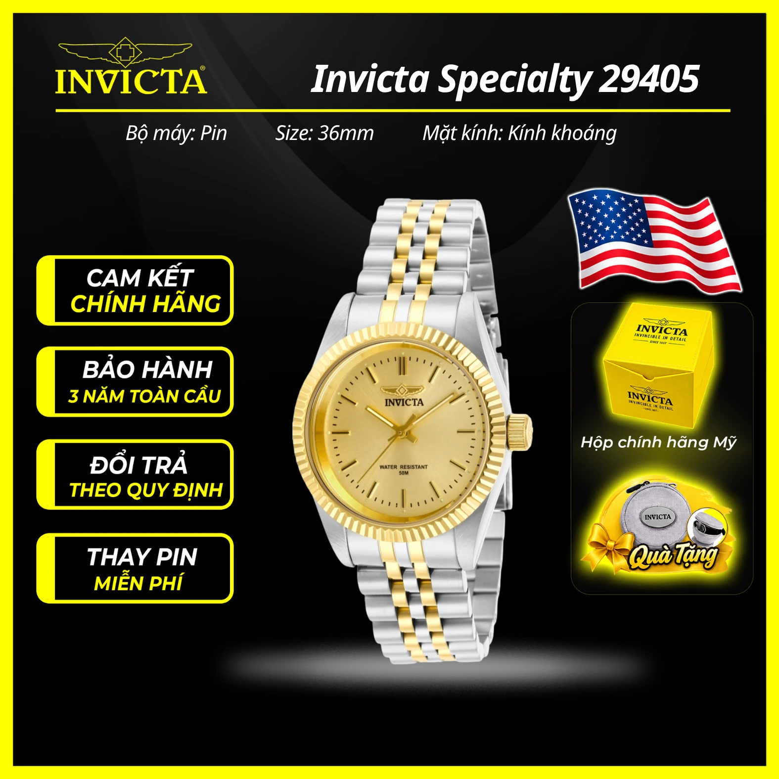 Đồng hồ nữ Invicta 29405N 36mm Nữ chính hãng 1