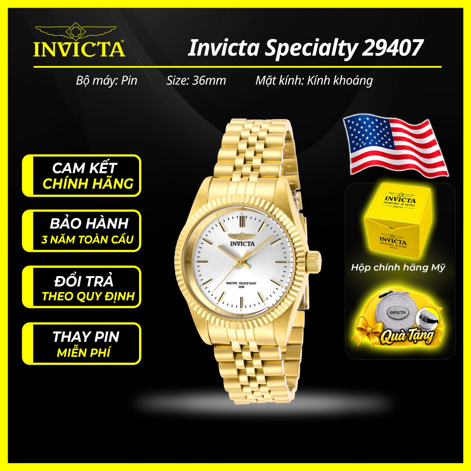 Đồng hồ nữ Invicta 29407N 36mm Nữ chính hãng 1