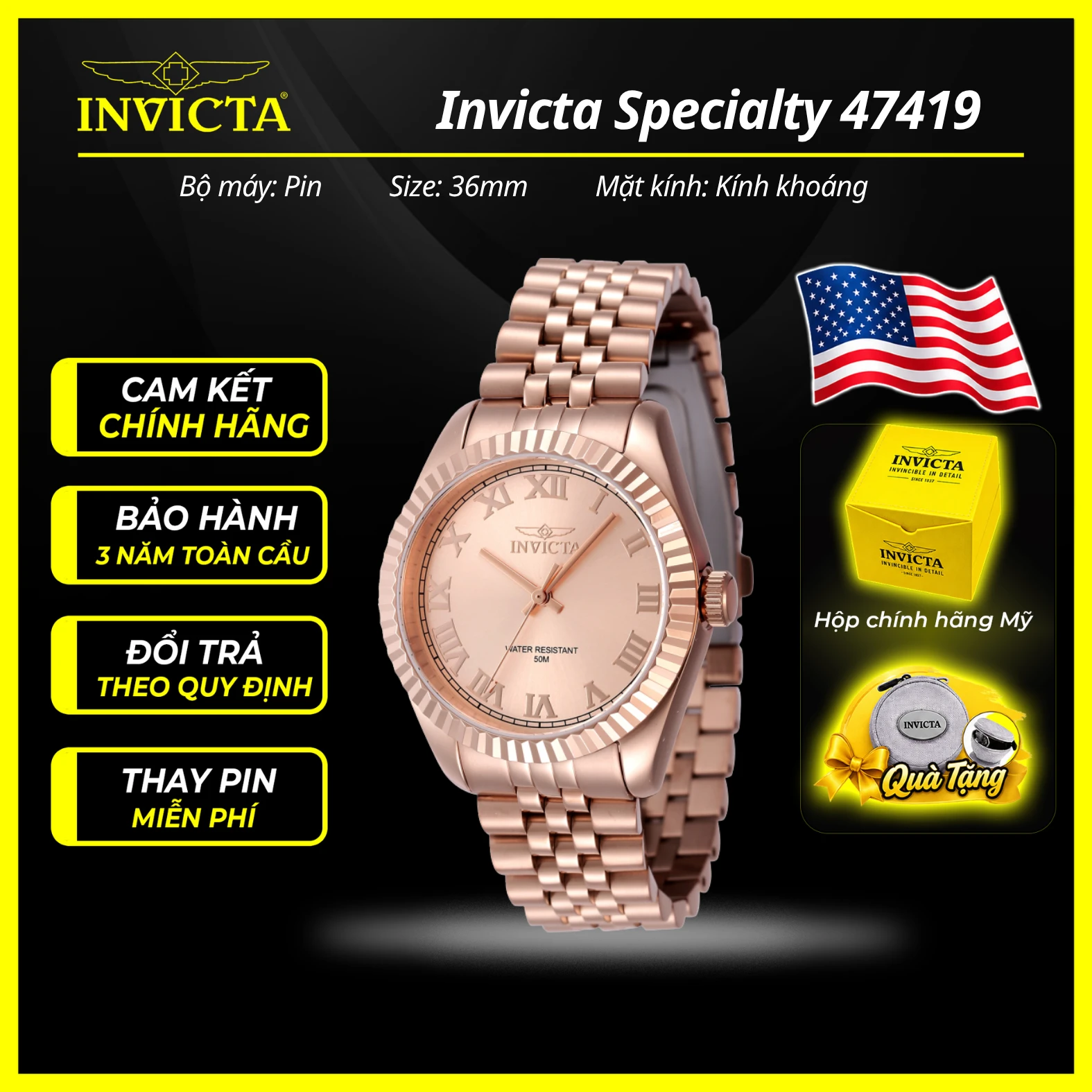 Đồng hồ nữ Invicta 47419N 36mm Nữ chính hãng 1