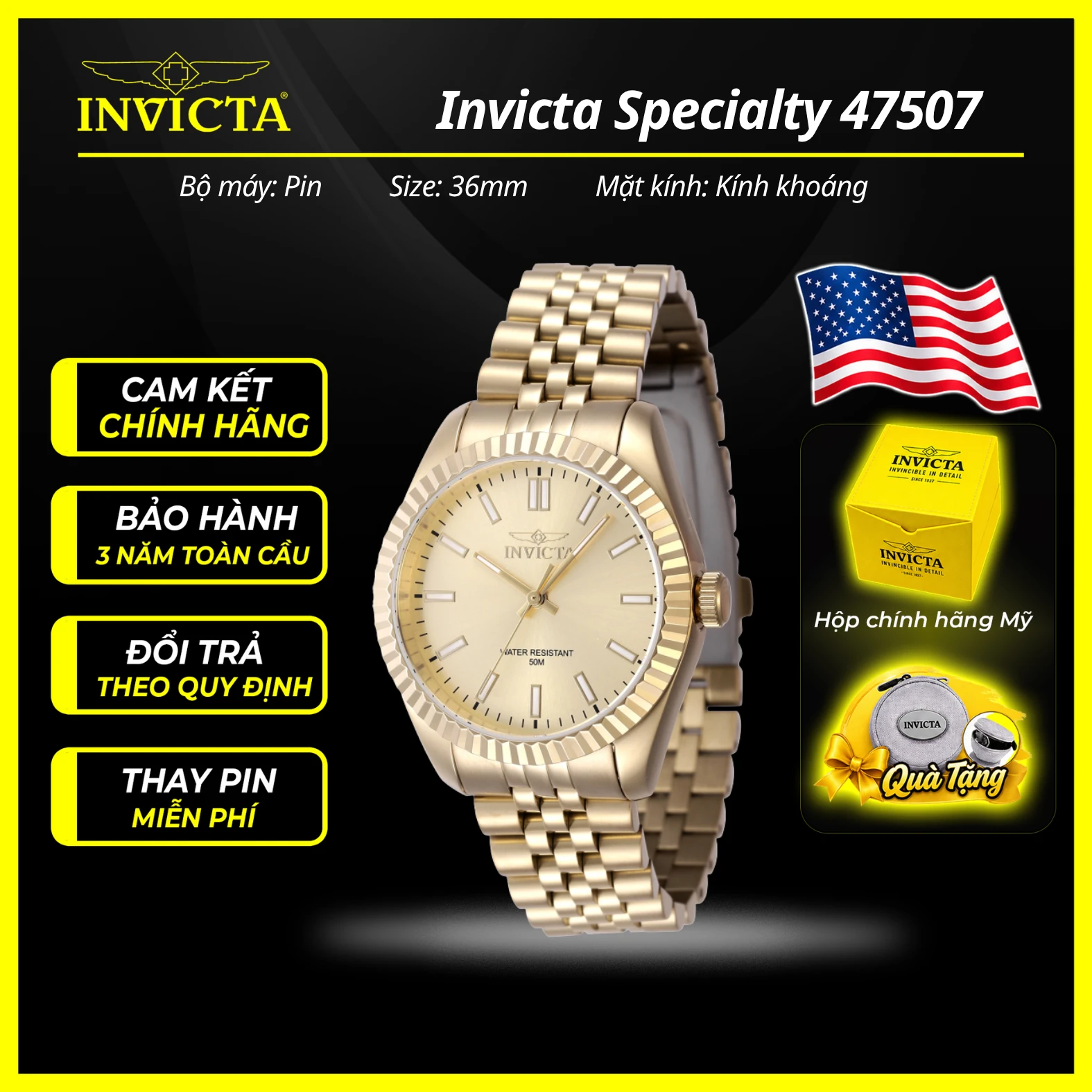 Đồng hồ nữ Invicta 47507N 36mm Nữ chính hãng 1