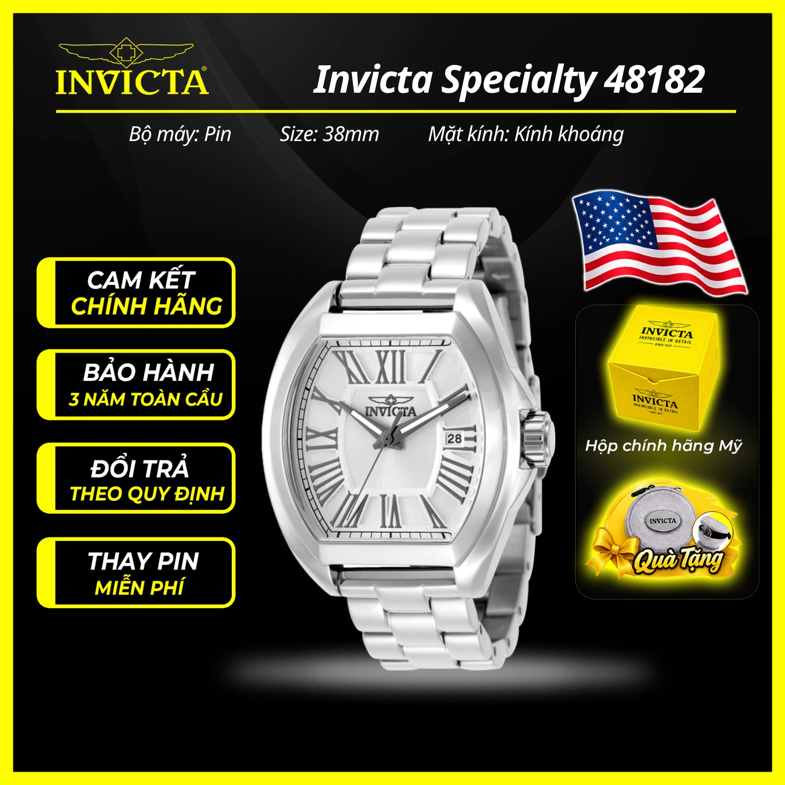 Đồng hồ nữ Invicta 48182N 38.00mm Nữ chính hãng 1