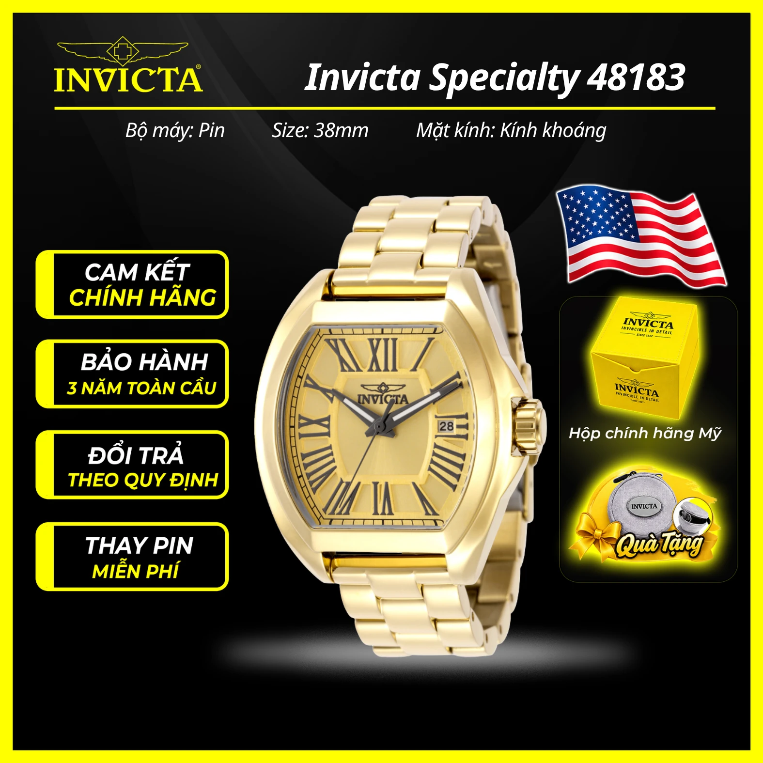 Đồng hồ nữ Invicta 48183N 38.00mm Nữ chính hãng