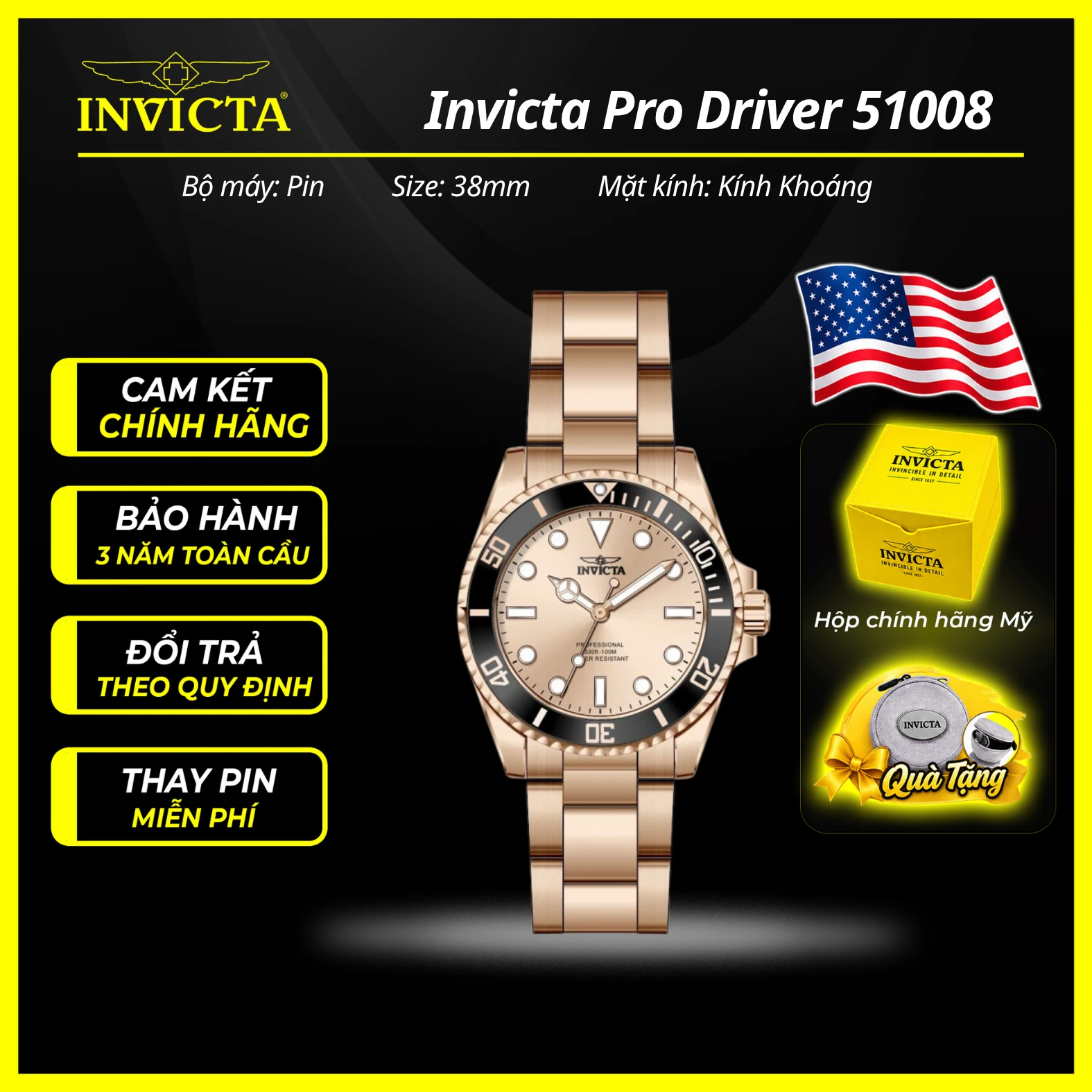 Đồng hồ nữ Invicta 51008N 38mm Nữ chính hãng