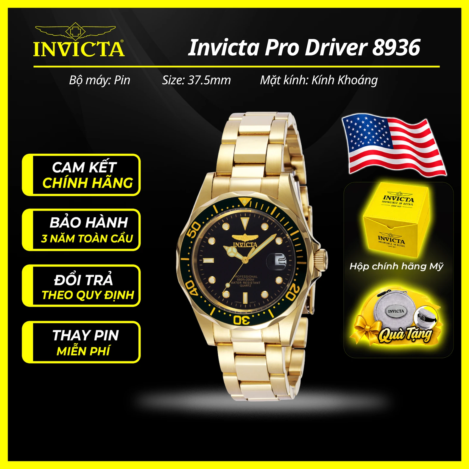 Đồng hồ Invicta 8936 37.5mm Nam chính hãng