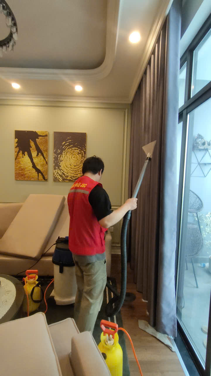 Hình ảnh thực tế dự án Giặt thảm, rèm, đệm, ghế sofa