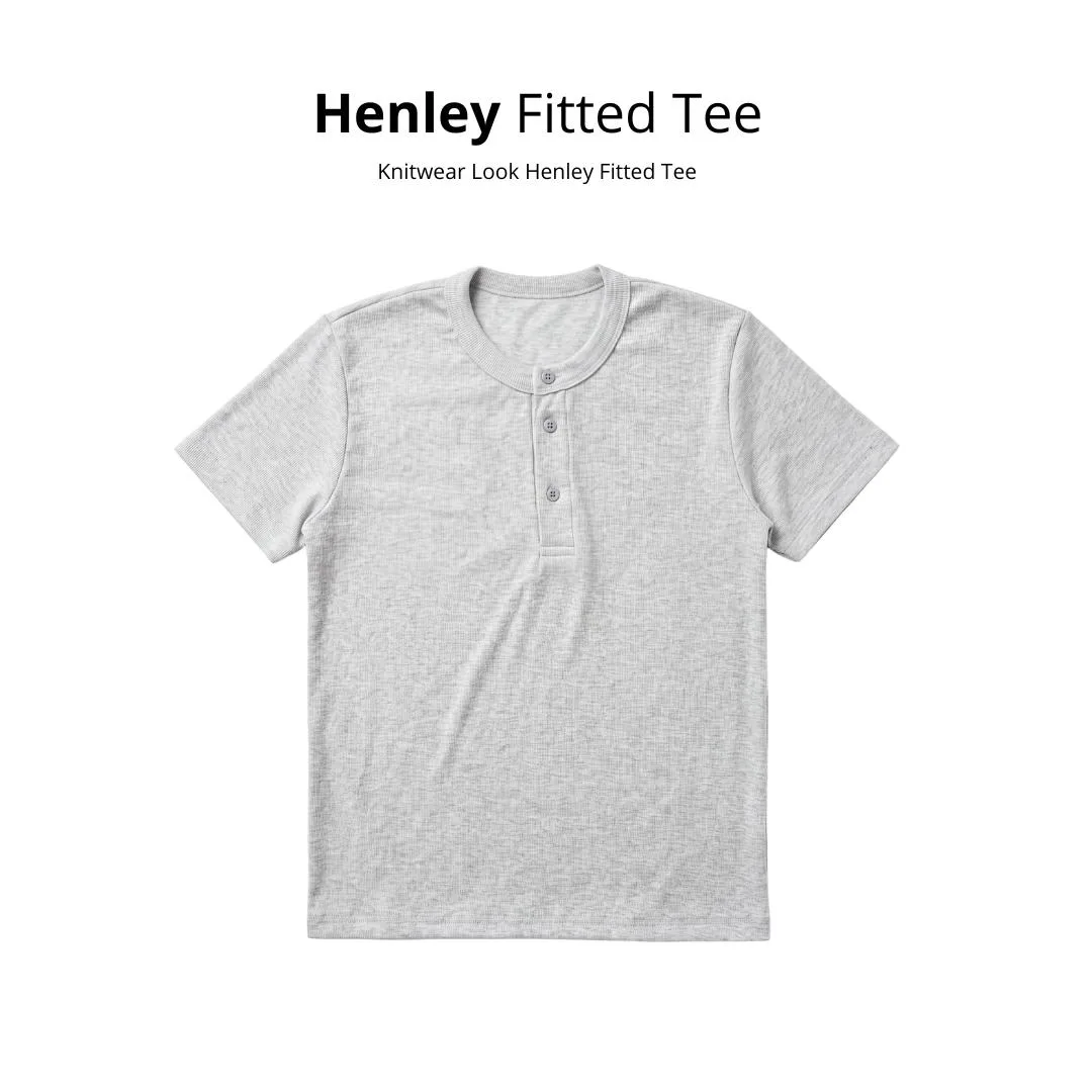 Henley Fitted Tee Kaos Polos Lengan Pendek Knitwear Stretch