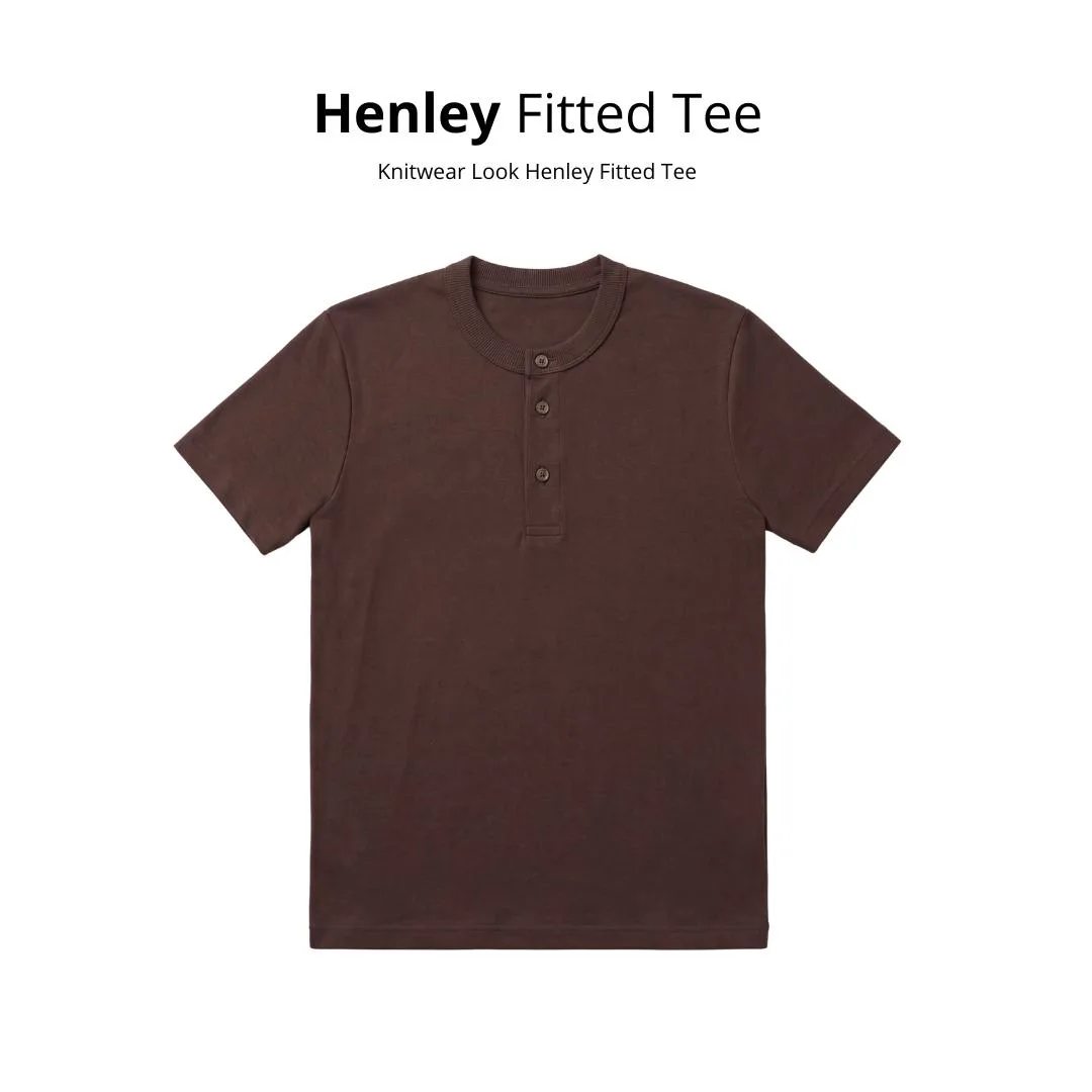 Henley Fitted Tee Kaos Polos Lengan Pendek Knitwear Stretch