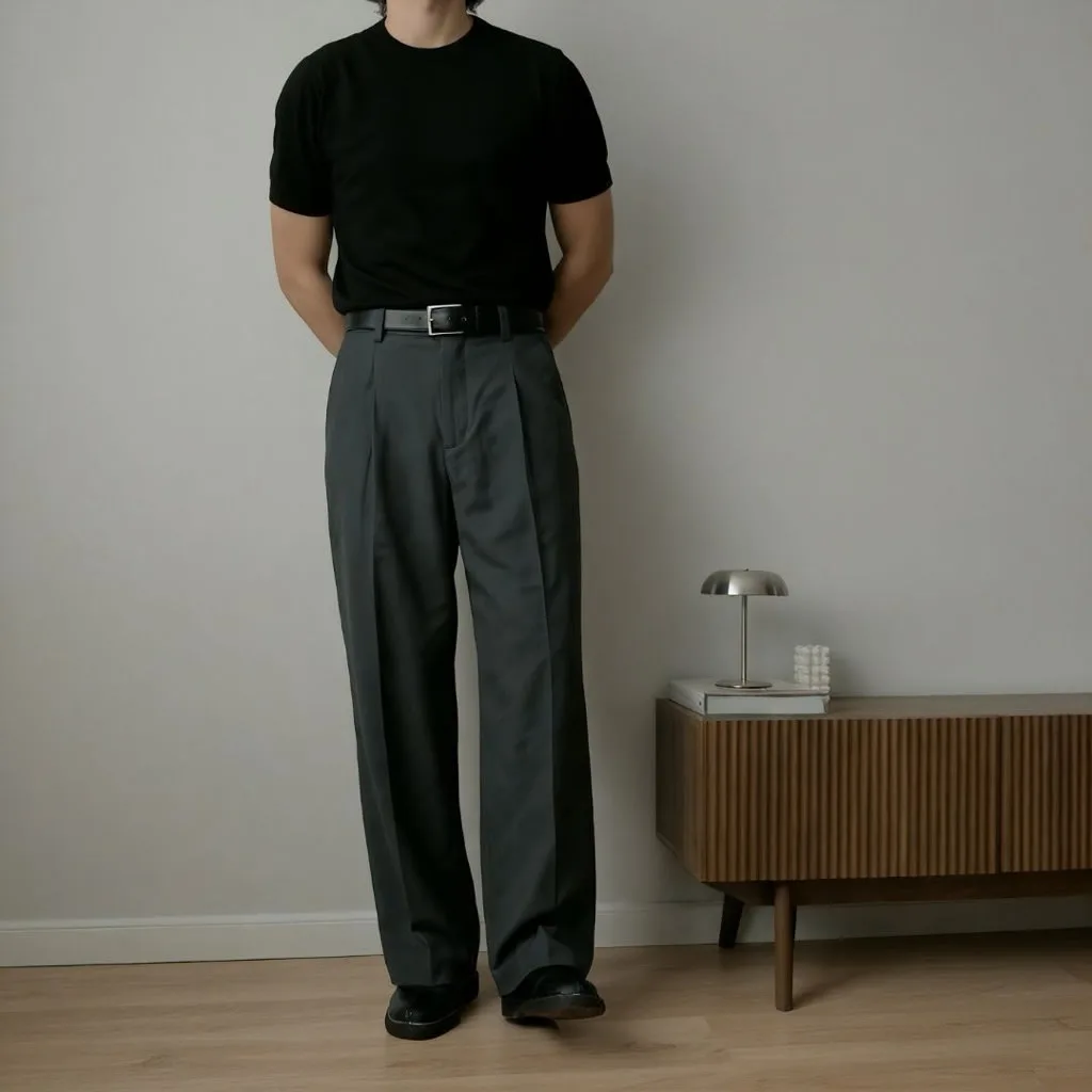Celana Panjang Pria Pleated Trouser Loose Wide Leg