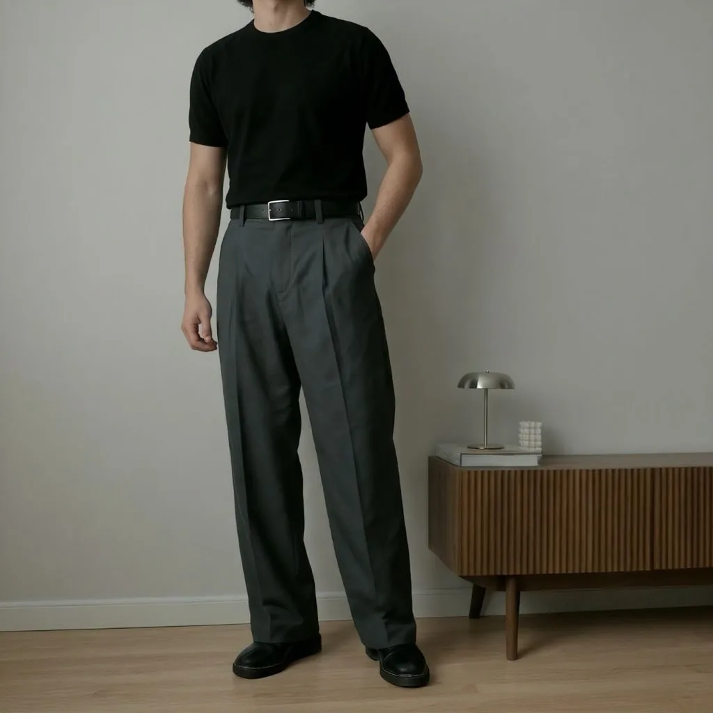 Celana Panjang Pria Pleated Trouser Loose Wide Leg