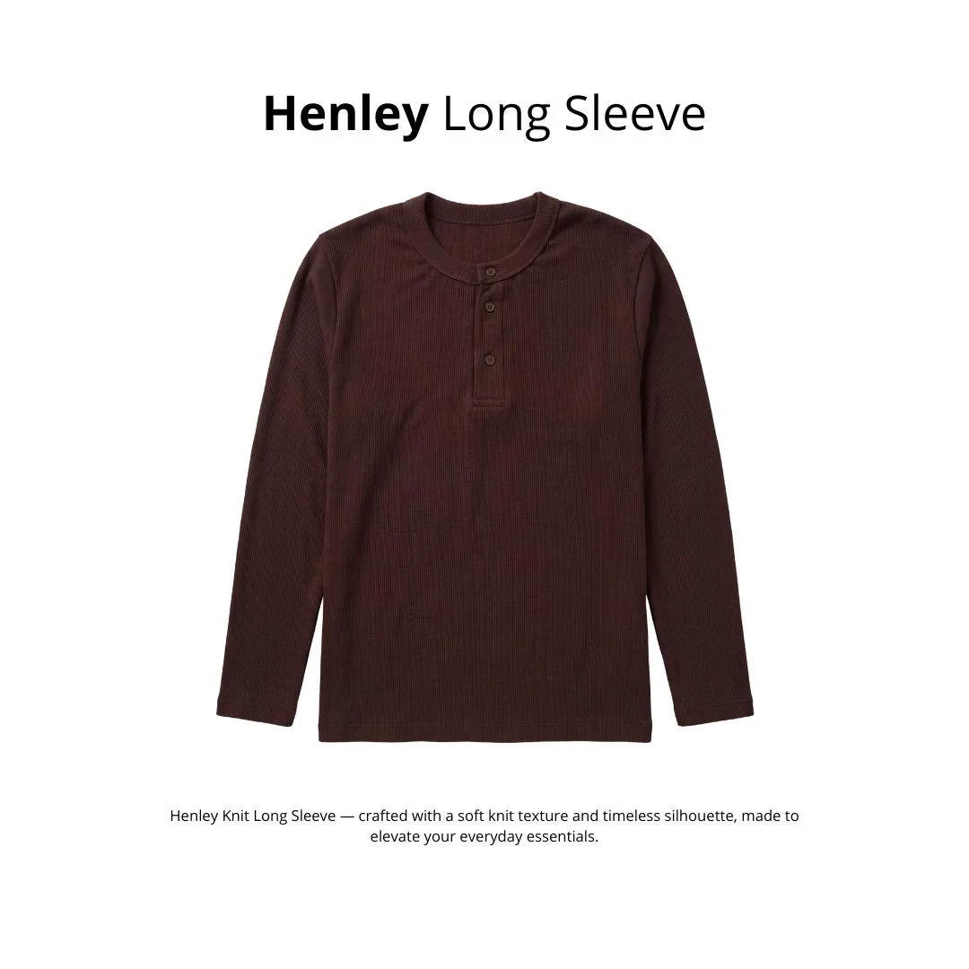 Henley Fitted Long Sleeve Kaos Lengan Panjang Knit Stretch
