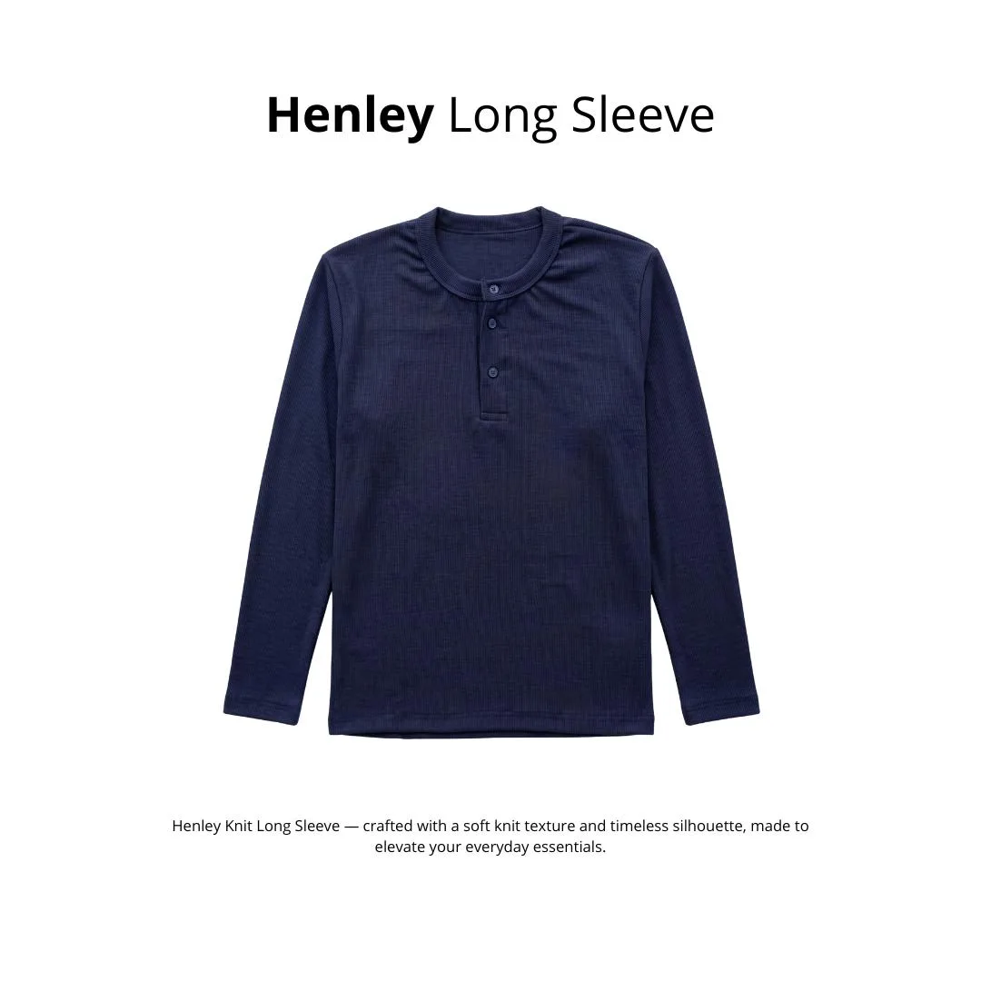 Henley Fitted Long Sleeve Kaos Lengan Panjang Knit Stretch
