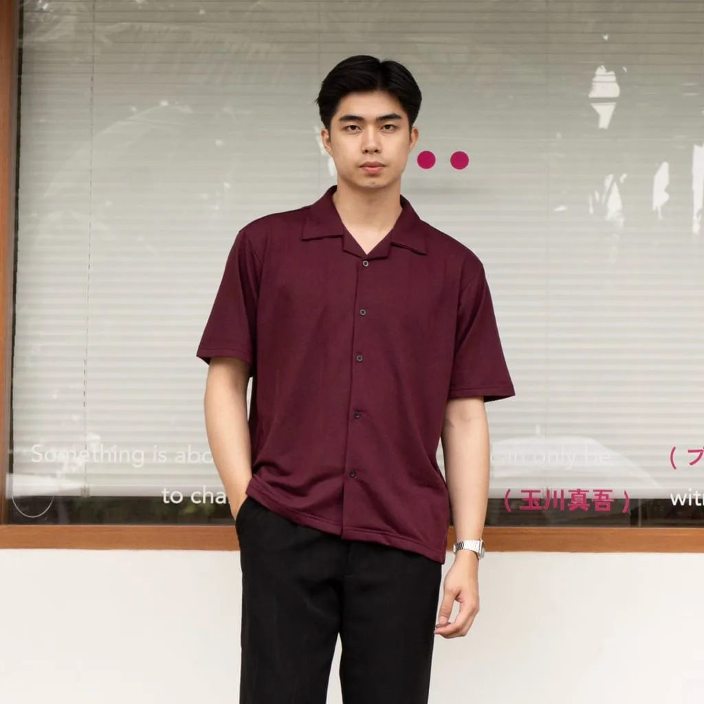 Kemeja Cove Basic series Lengan Pendek Burgundy