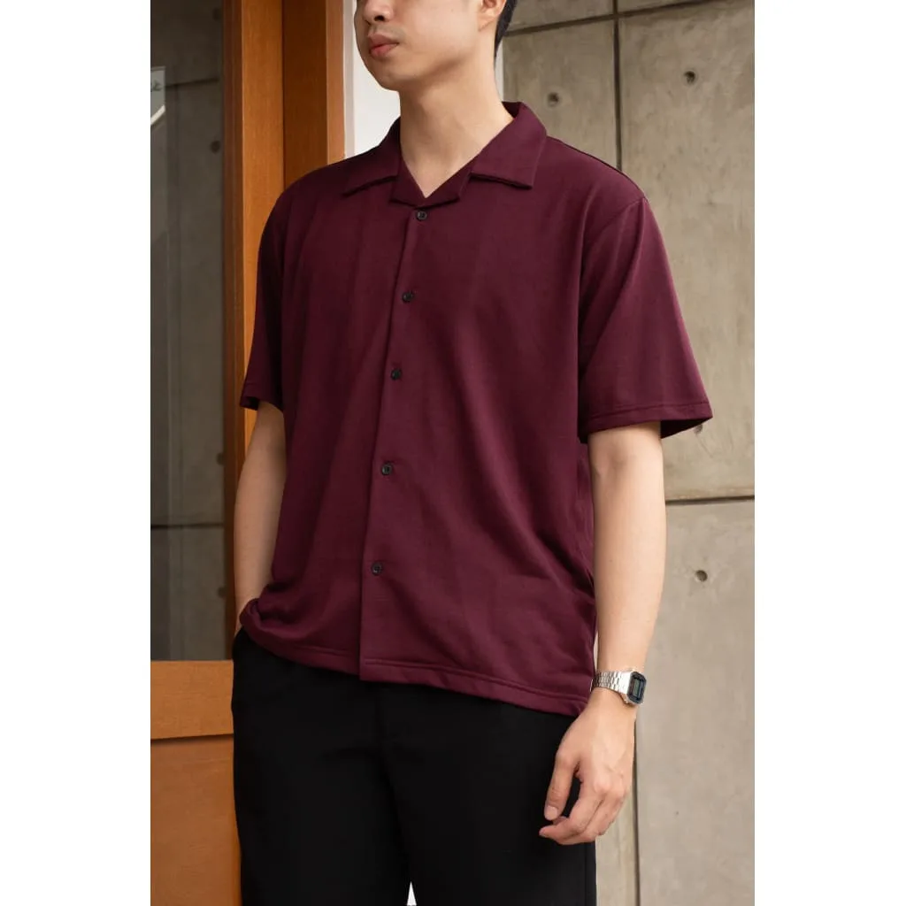 Kemeja Cove Basic series Lengan Pendek Burgundy