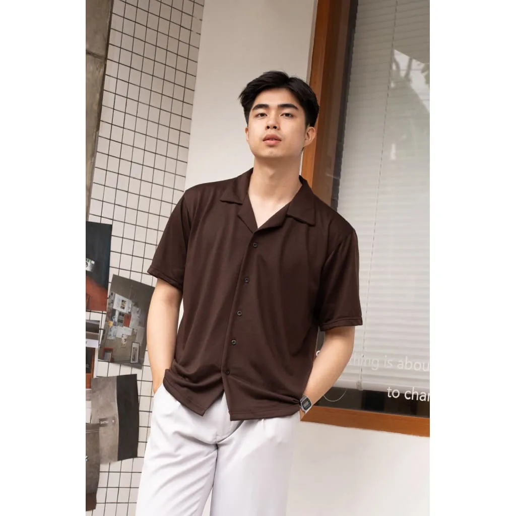 Kemeja Cove Basic series Lengan Pendek Burgundy