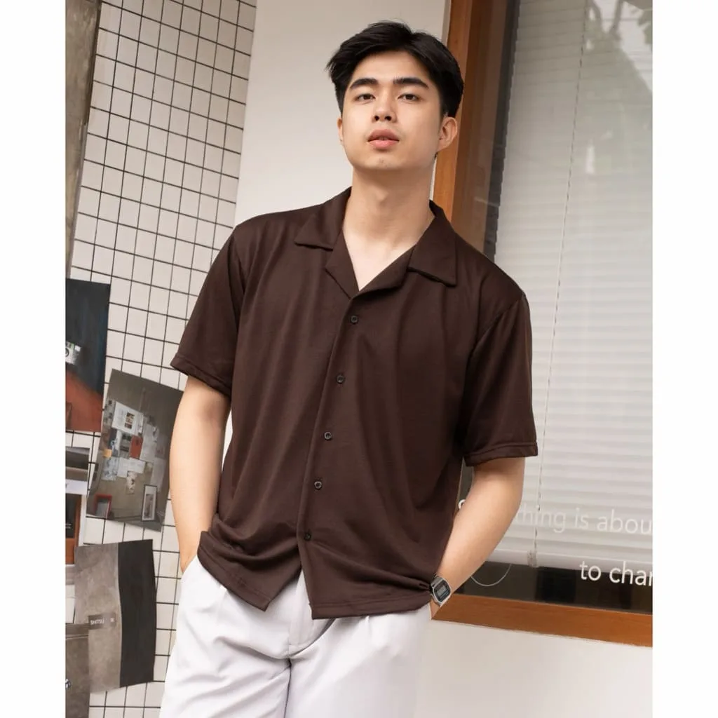 Kemeja Cove Basic series Lengan Pendek Coffe