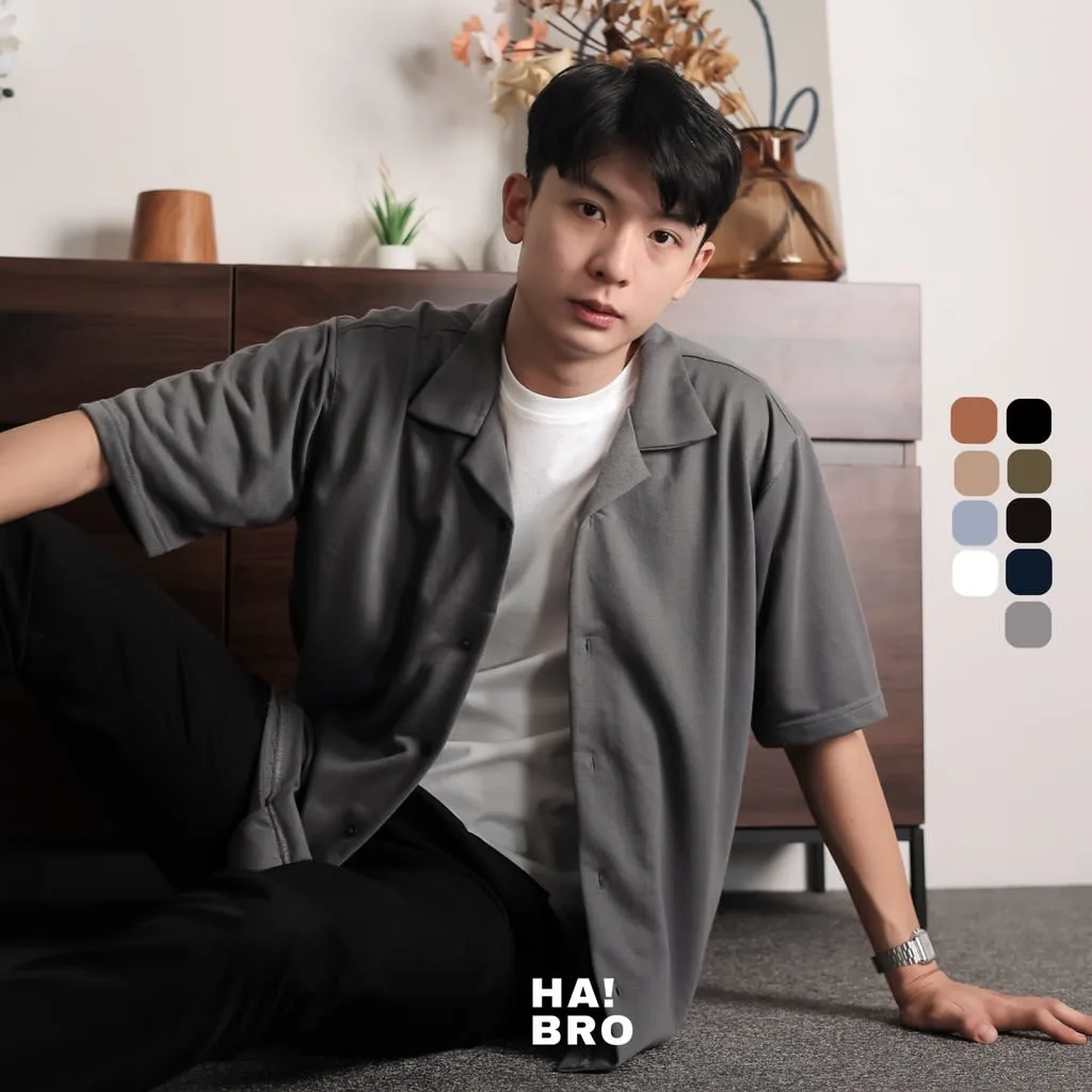 Kemeja Cove Basic series Lengan Pendek Dark Grey