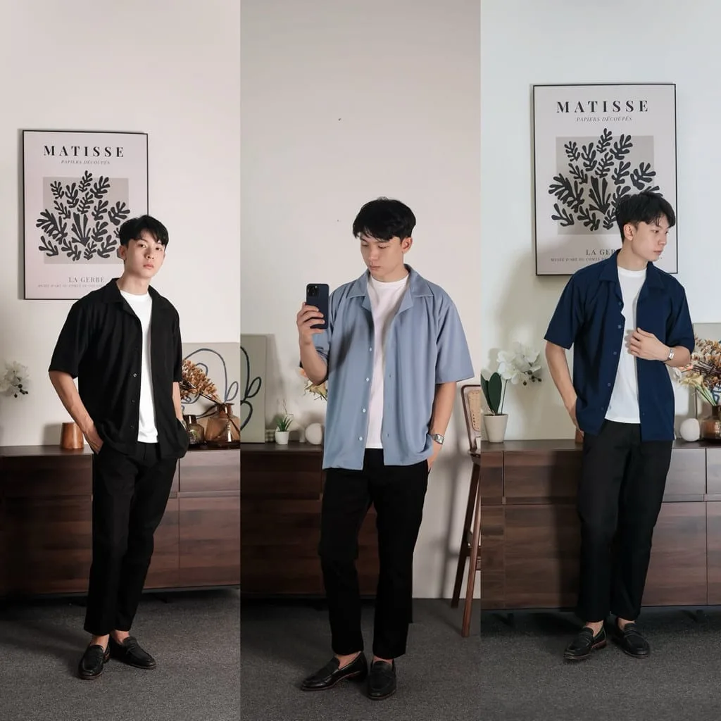 Kemeja Cove Basic series Lengan Pendek Dark Grey