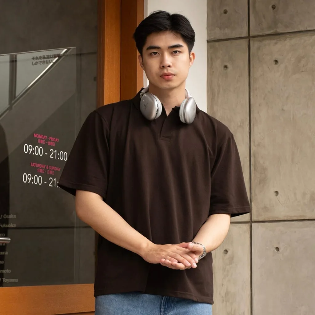 Nova Polo Shirt Oversized Pique Pria Coffe
