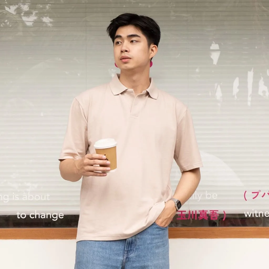 Nova Polo Shirt Oversized Pique Pria Coffe