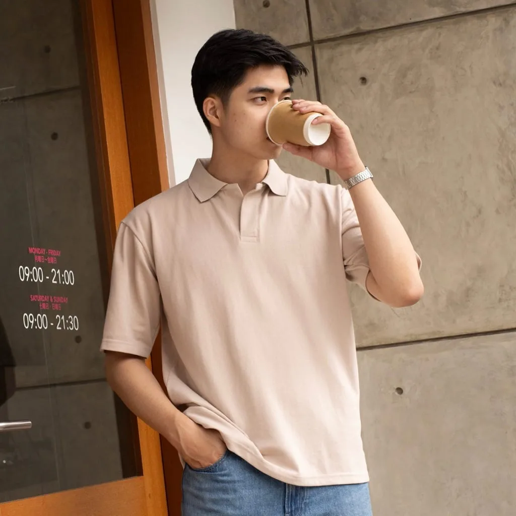Nova Polo Shirt Oversized Pique Pria Coffe