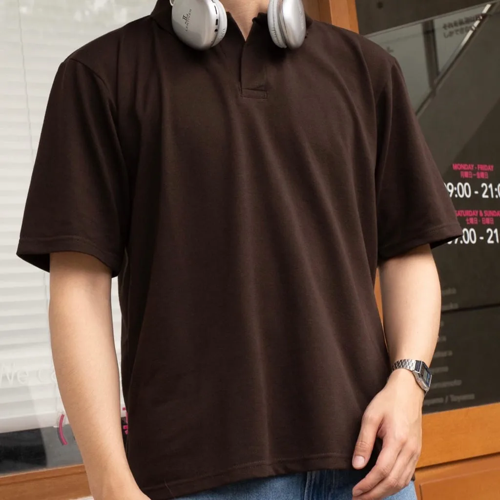 Nova Polo Shirt Oversized Pique Pria Coffe