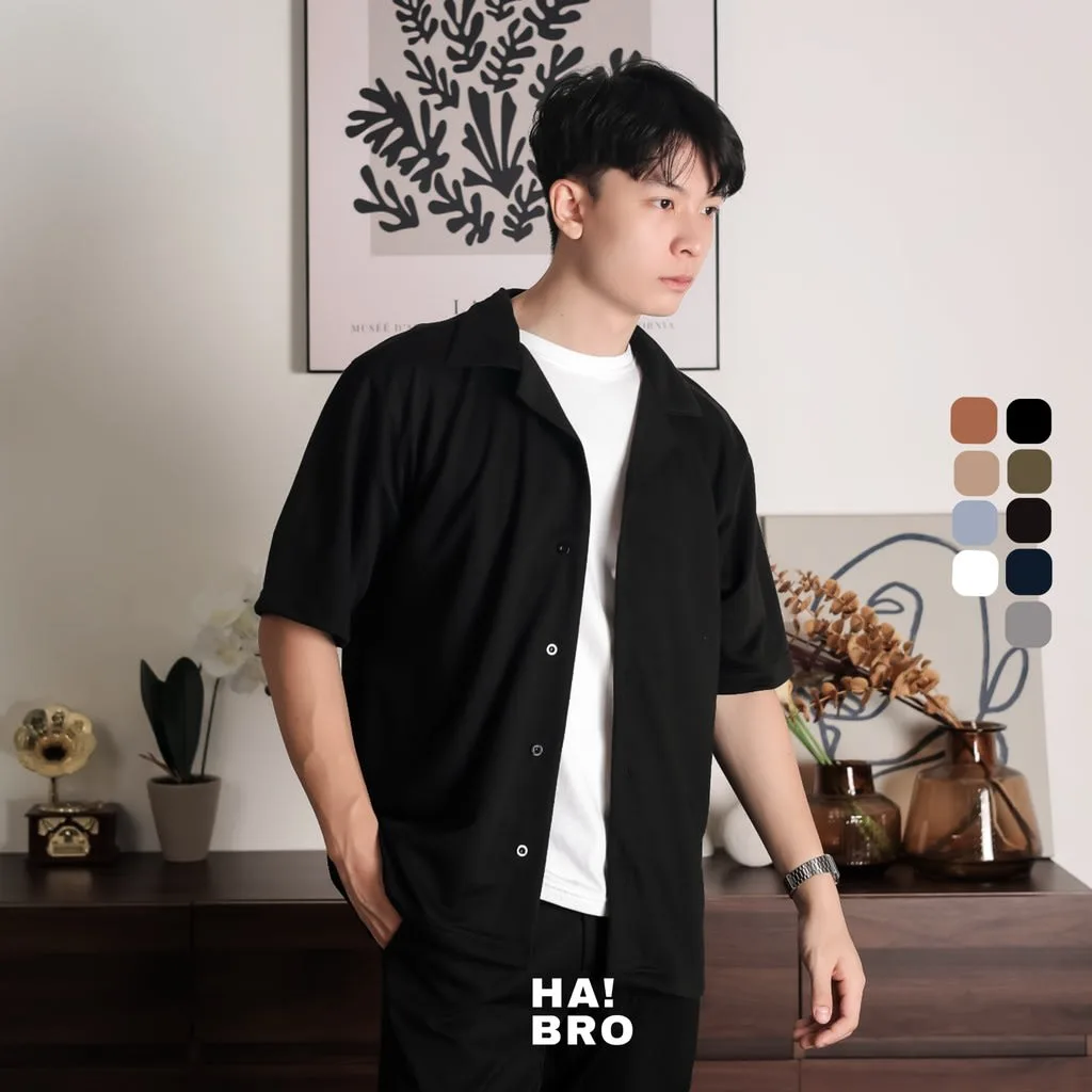 Kemeja Cove Basic series Lengan Pendek Black