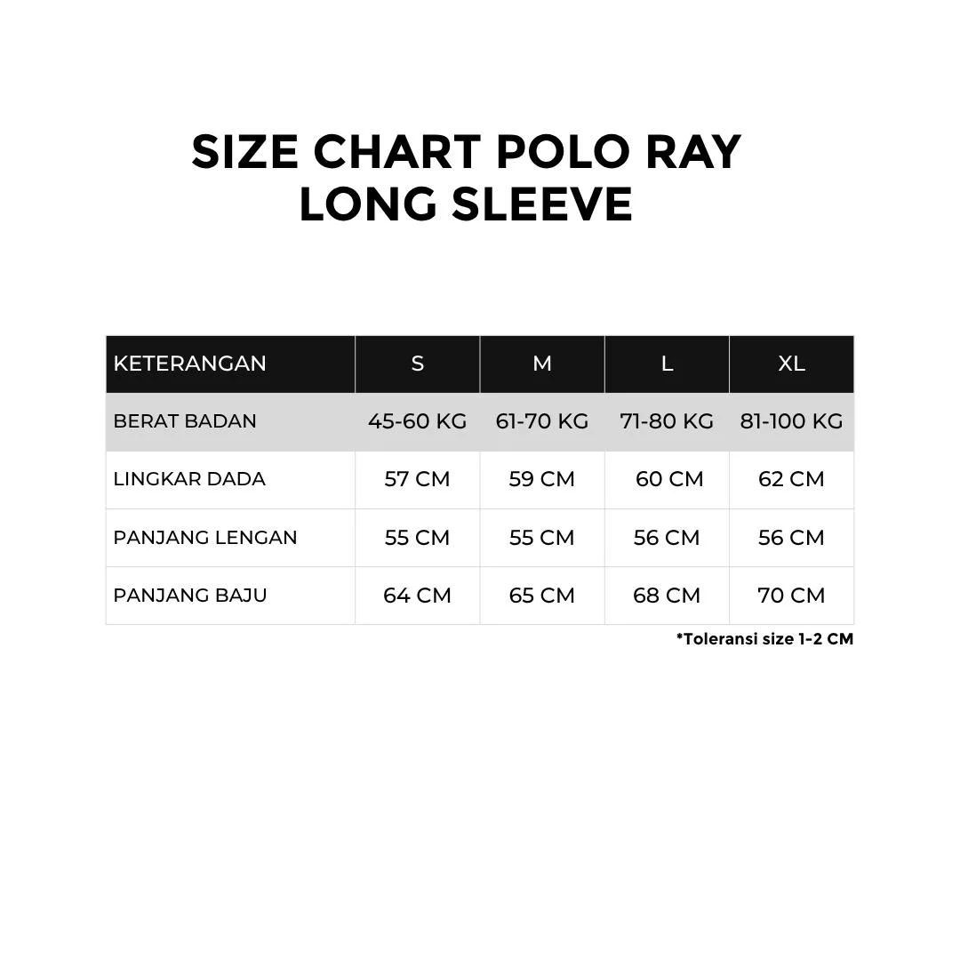 Tabel ukuran Polo Ray Stripe Longsleeve Boxy