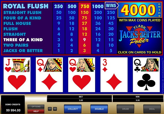 Jacks or better slot machine