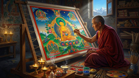 O Que É a Pintura Thangka? História, Origens e Arte Sagrada - Tibetan Buddhist Art Guide