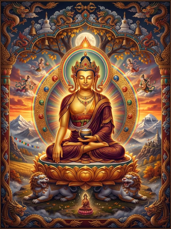 Thangka painting of Buddha Shakyamuni