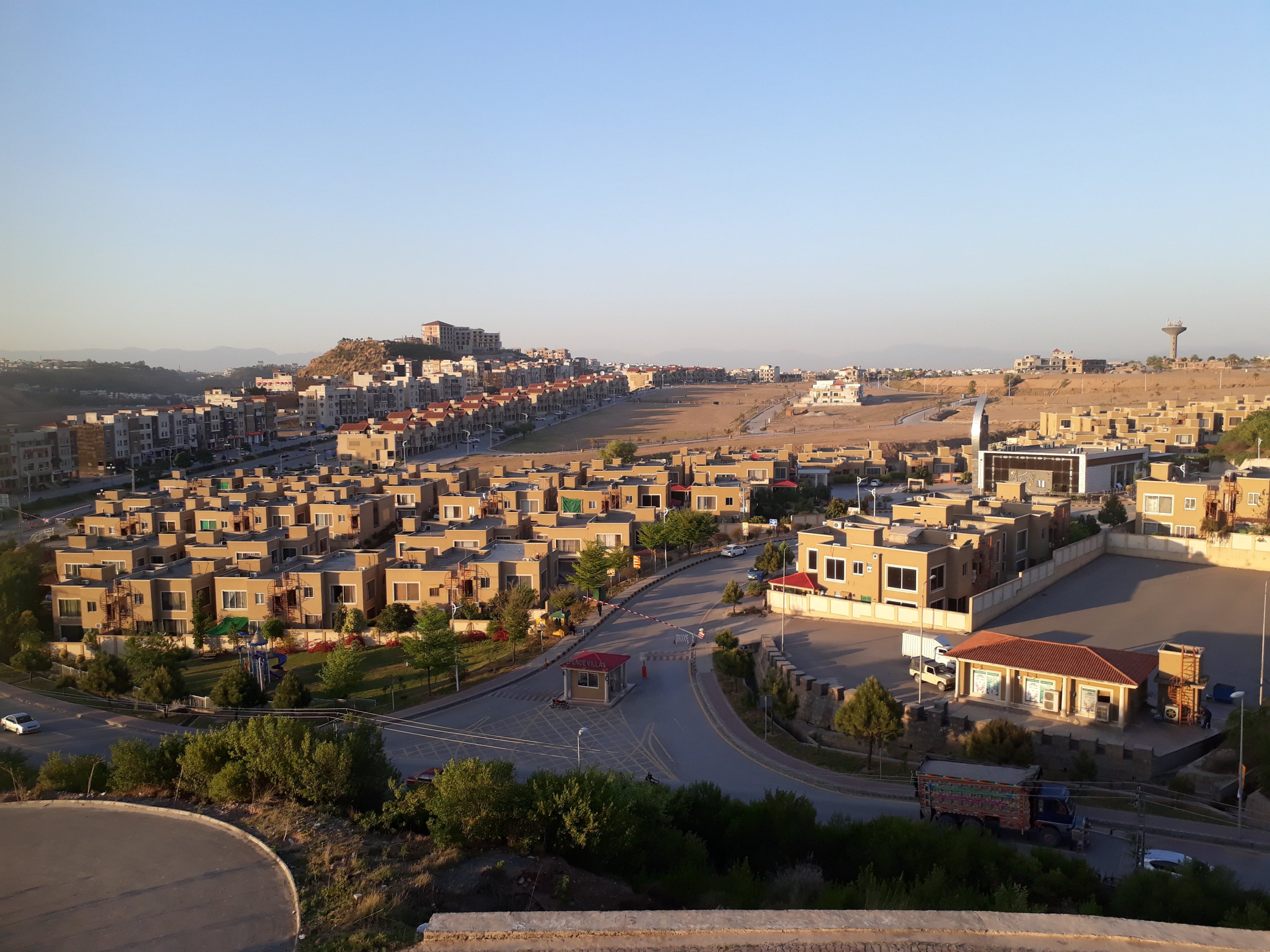 Residential street and hillside homes in Bahria Town Rawalpindi